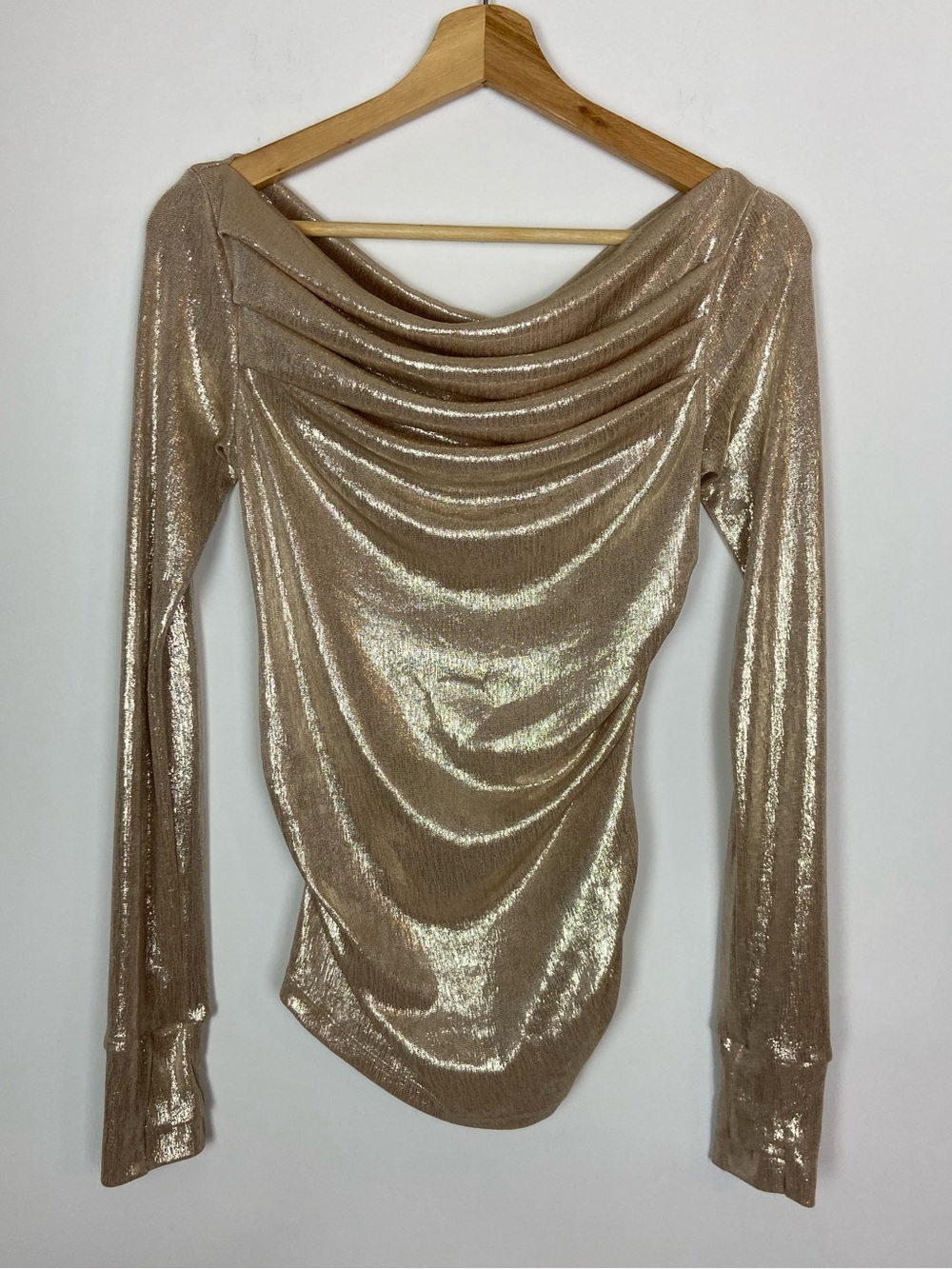 Marcella NYC Cooper Sparkly Lurex Long Sleeve Boatneck Top Stardust Size XS - Picture 7 of 15